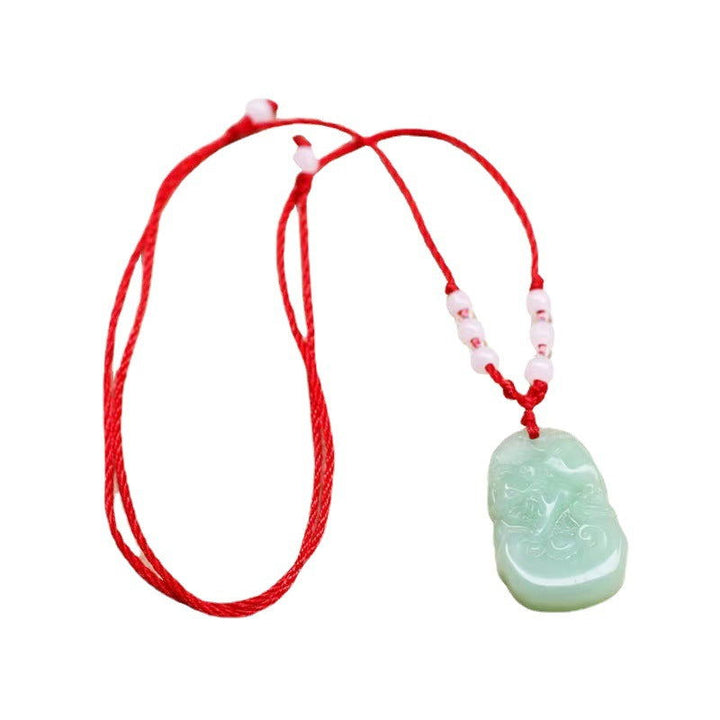 12 Zodiac Signs Jade Green Pendant - Oriental Buddha Karma  -  - 