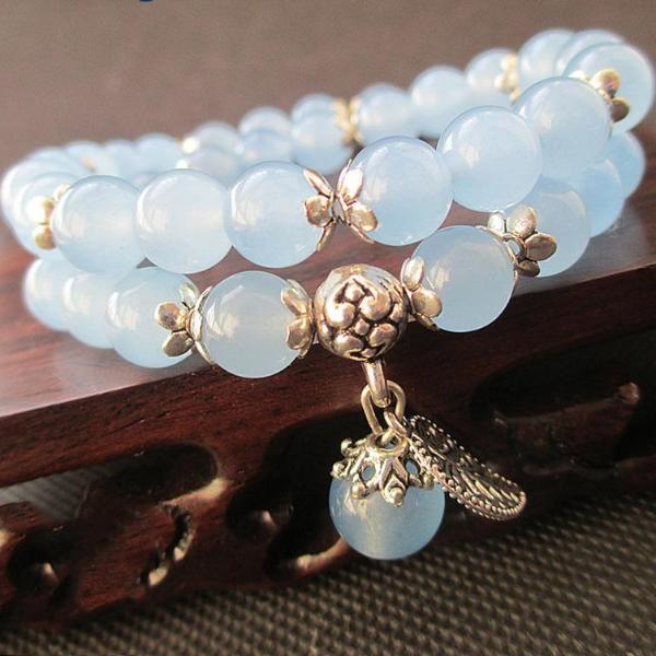 Blue crystal bracelet - Oriental Buddha Karma  -  - 