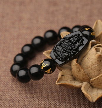 Buddha Obsidian Bracelet - Oriental Buddha Karma  -  - 