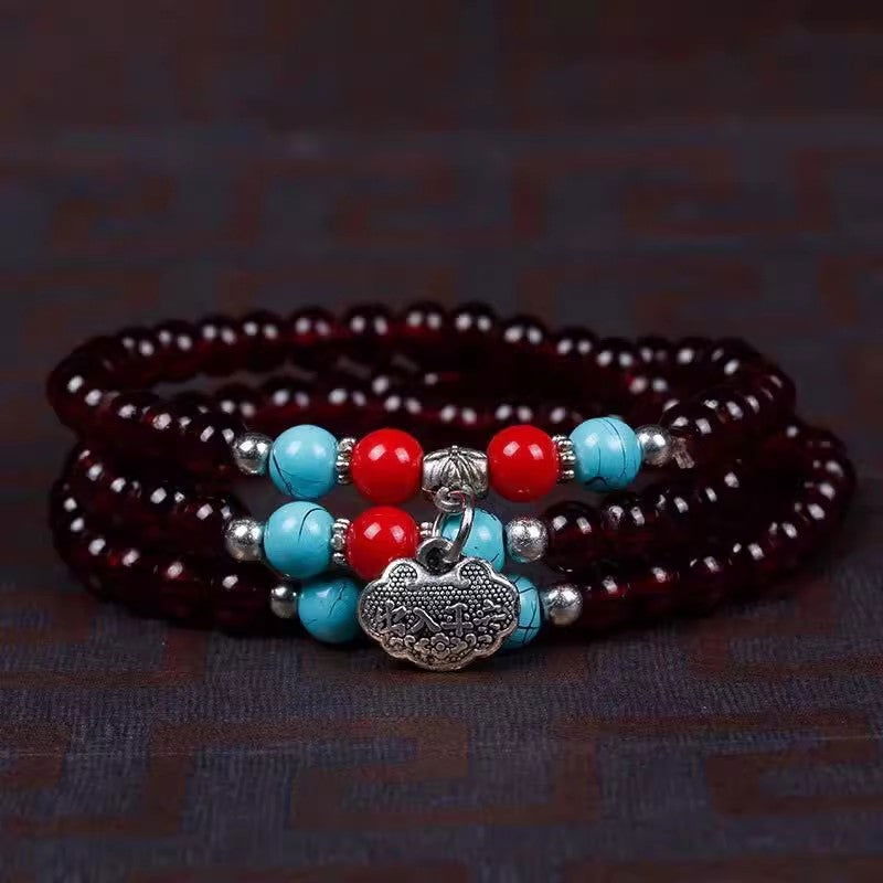 Garnet-like multi-layered simple couple gold-plated Pi Xiu bracelet - Oriental Buddha Karma  -  - 