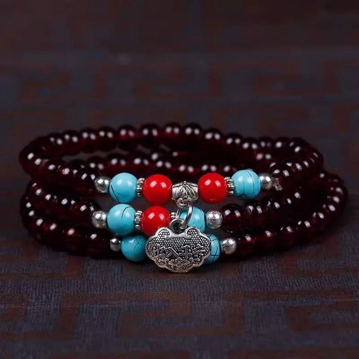 Garnet-like multi-layered simple couple gold-plated Pi Xiu bracelet - Oriental Buddha Karma  -  - 