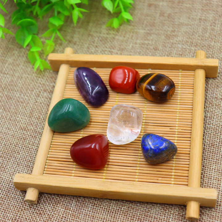Large grain yoga stones, seven-color crystal raw stones, creative natural stone raw stones, chakra gemstone decorations. - Oriental Buddha Karma  -  - 