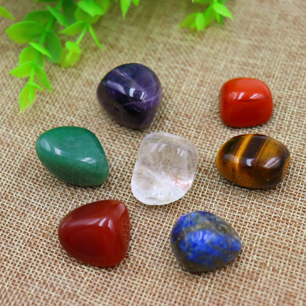 Large grain yoga stones, seven-color crystal raw stones, creative natural stone raw stones, chakra gemstone decorations. - Oriental Buddha Karma  -  - 