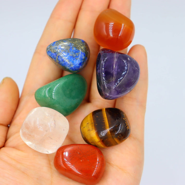 Large grain yoga stones, seven-color crystal raw stones, creative natural stone raw stones, chakra gemstone decorations. - Oriental Buddha Karma  -  - 