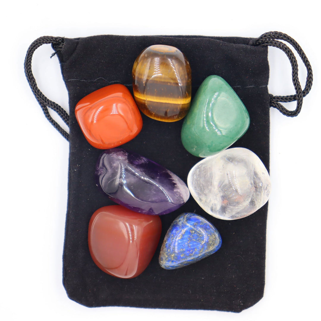 Large grain yoga stones, seven-color crystal raw stones, creative natural stone raw stones, chakra gemstone decorations. - Oriental Buddha Karma  -  - 