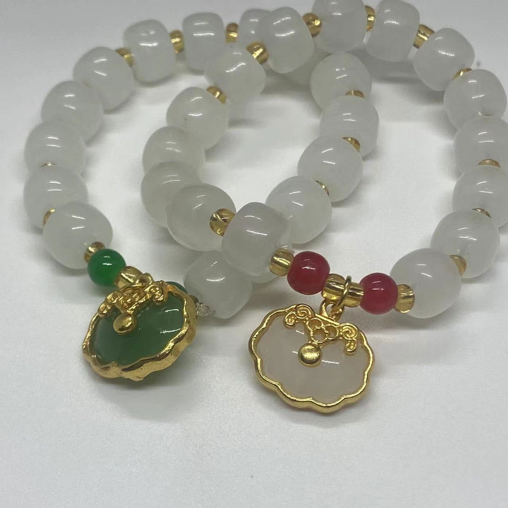 Longevity lock imitation marble bracelet - Oriental Buddha Karma  -  - 