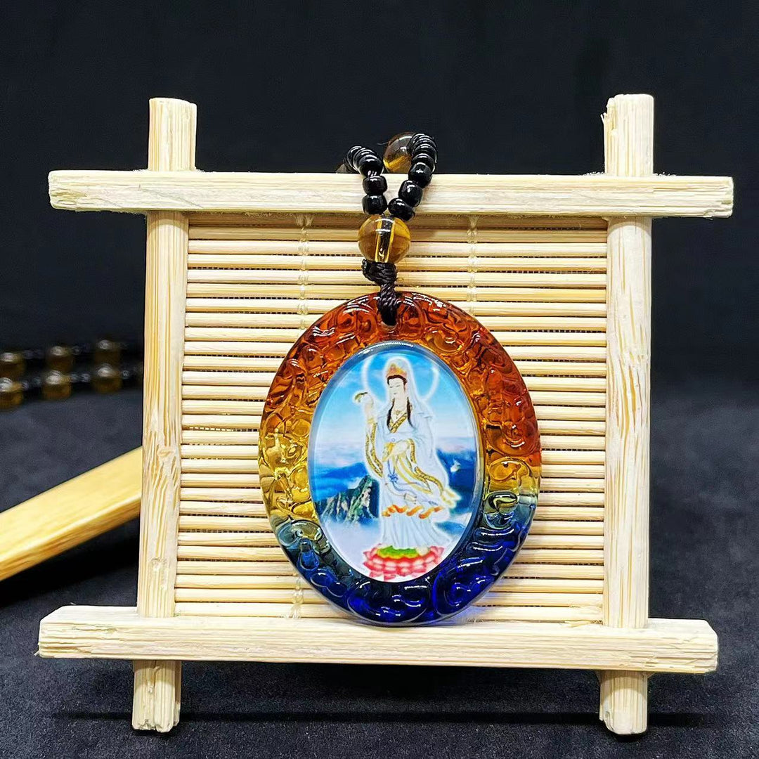 Mani Pendant of the Shurangama Mantra, Shurangama Mantra Necklace, Colored Glaze - Oriental Buddha Karma  -  - 