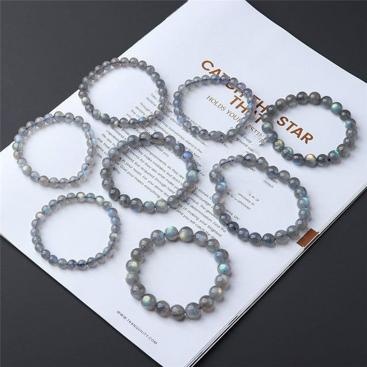 Natural Crystal Strong Light Labradorite Bracelet Gray Moonstone - Oriental Buddha Karma  -  - 