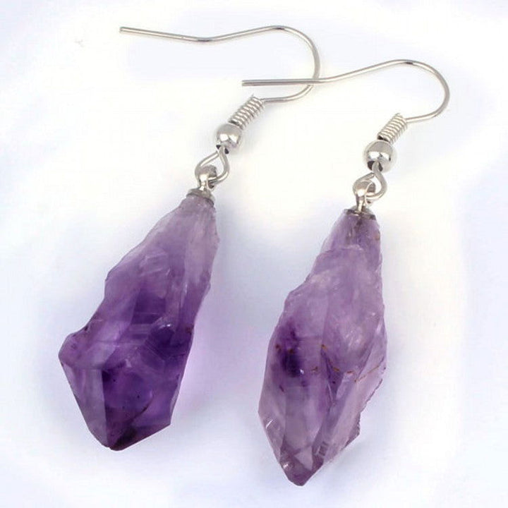 Natural Crystal Unshaped Rough Stone Earrings Earrings - Oriental Buddha Karma  -  - 