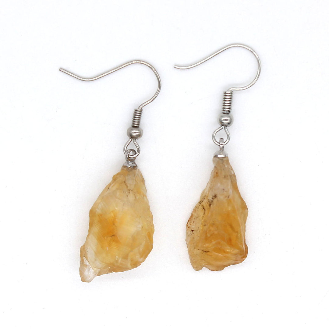 Natural Crystal Unshaped Rough Stone Earrings Earrings - Oriental Buddha Karma  -  - 