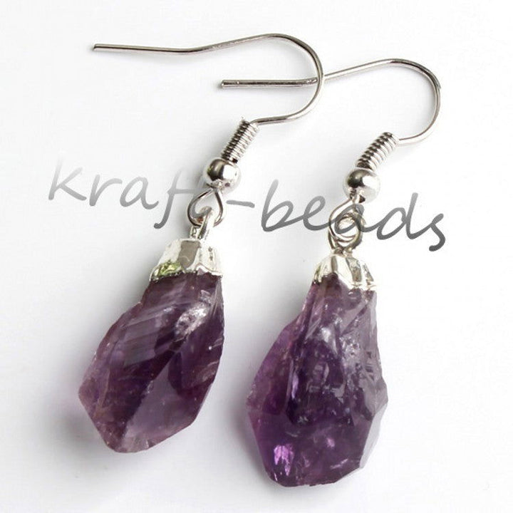 Natural Crystal Unshaped Rough Stone Earrings Earrings - Oriental Buddha Karma  -  - 
