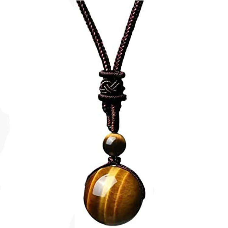 Natural Rainbow Eye 16mm Black Obsidian Dual Eye Single Bead Pendant Necklace for Men and Women, Couple Crystal Necklace - Oriental Buddha Karma  -  - 