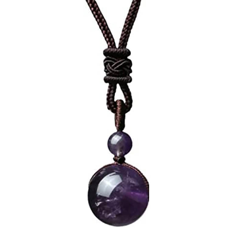 Natural Rainbow Eye 16mm Black Obsidian Dual Eye Single Bead Pendant Necklace for Men and Women, Couple Crystal Necklace - Oriental Buddha Karma  -  - 