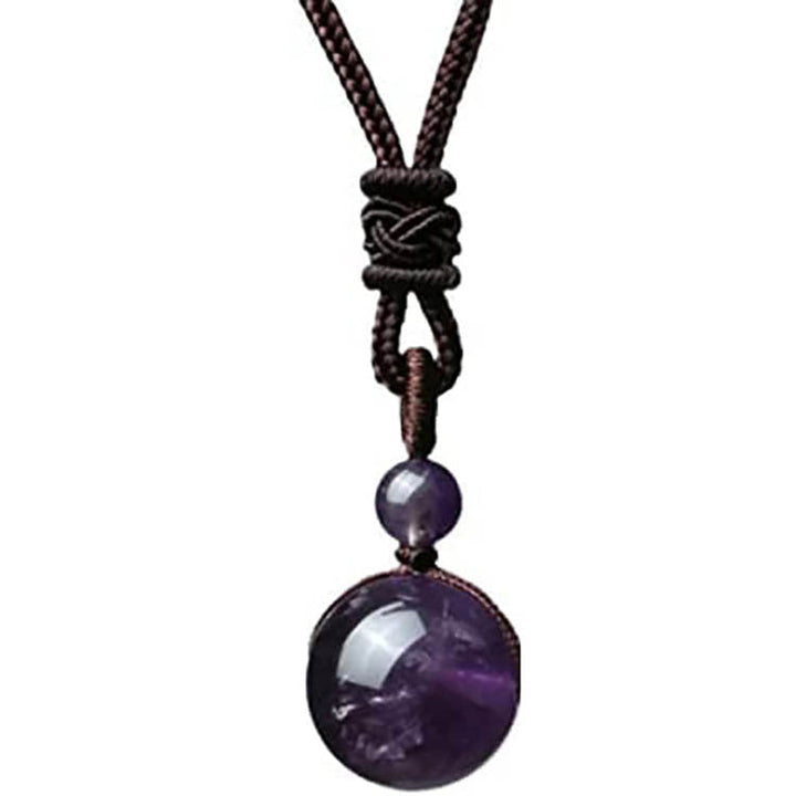 Natural Rainbow Eye 16mm Black Obsidian Dual Eye Single Bead Pendant Necklace for Men and Women, Couple Crystal Necklace - Oriental Buddha Karma  -  - 