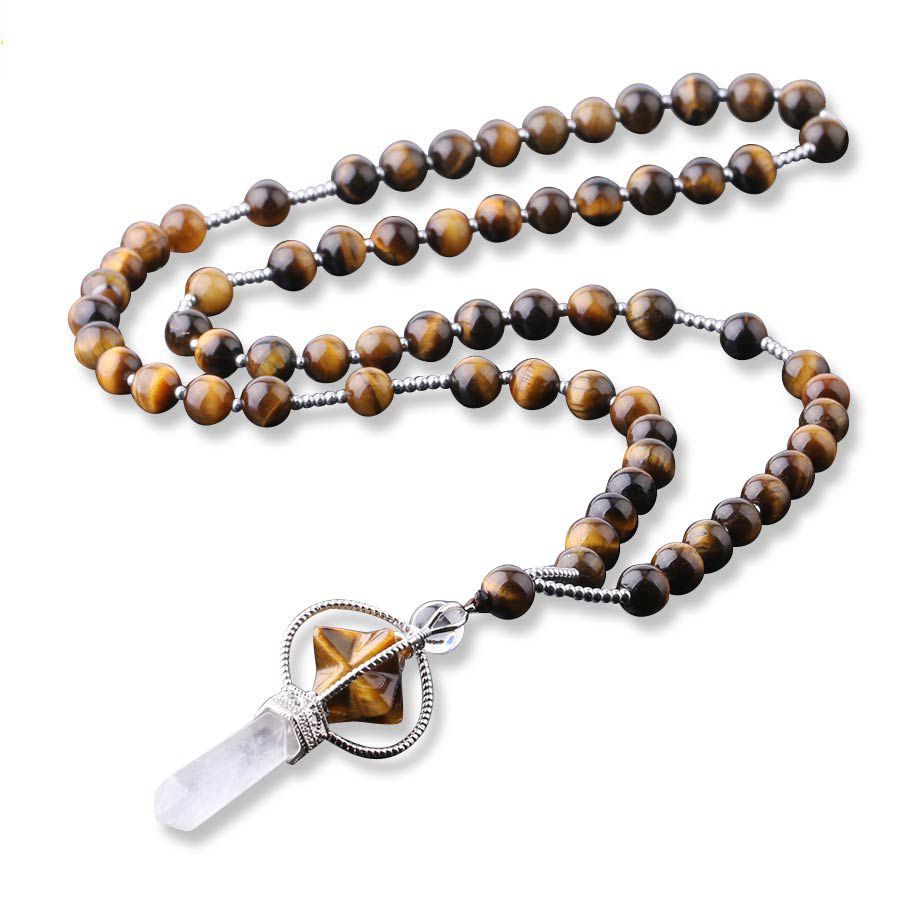 Natural white crystal column natural stone necklace - Oriental Buddha Karma  -  - 