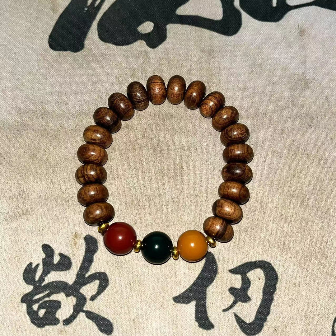 New Chinese Sandalwood Bodhi Wooden Bead Elastic Bracelet 10mm - Oriental Buddha Karma  -  - 
