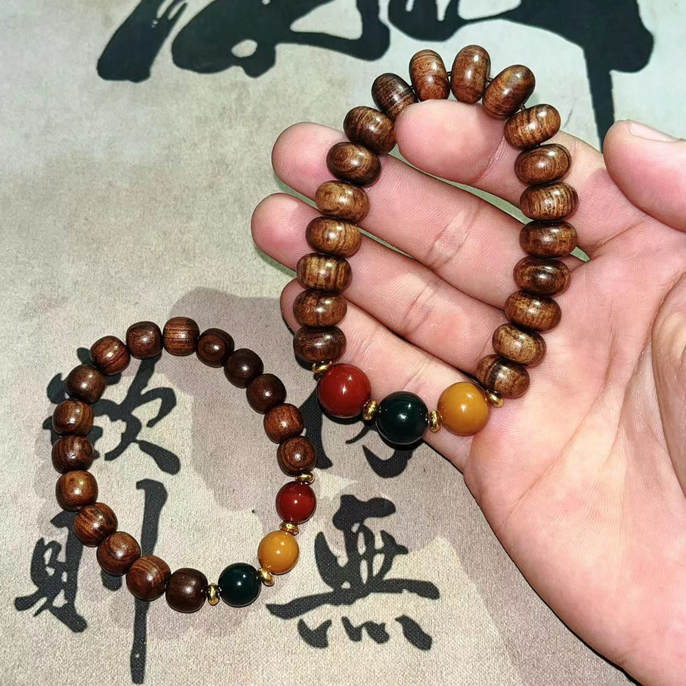 New Chinese Sandalwood Bodhi Wooden Bead Elastic Bracelet 10mm - Oriental Buddha Karma  -  - 