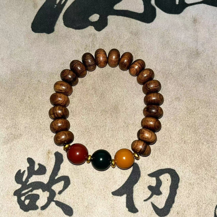 New Chinese Sandalwood Bodhi Wooden Bead Elastic Bracelet 10mm - Oriental Buddha Karma  -  - 