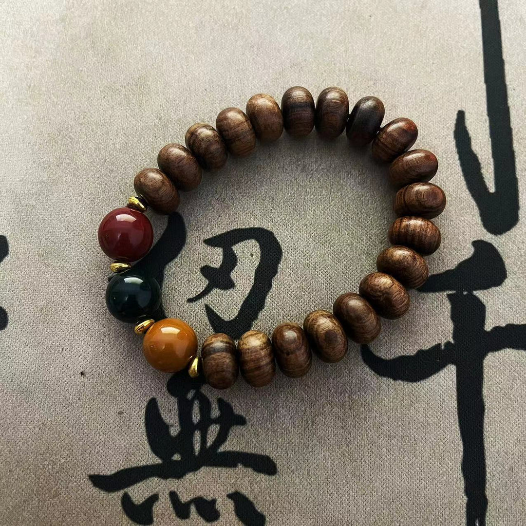 New Chinese Sandalwood Bodhi Wooden Bead Elastic Bracelet 10mm - Oriental Buddha Karma  -  - 
