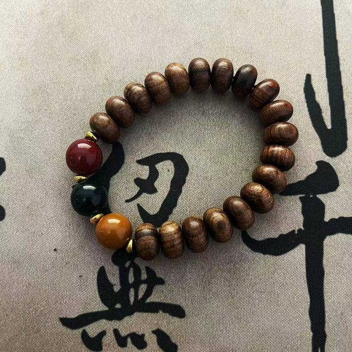 New Chinese Sandalwood Bodhi Wooden Bead Elastic Bracelet 10mm - Oriental Buddha Karma  -  - 