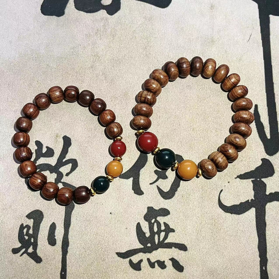 New Chinese Sandalwood Bodhi Wooden Bead Elastic Bracelet 10mm - Oriental Buddha Karma  -  - 