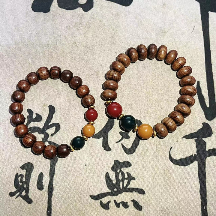 New Chinese Sandalwood Bodhi Wooden Bead Elastic Bracelet 10mm - Oriental Buddha Karma  -  - 