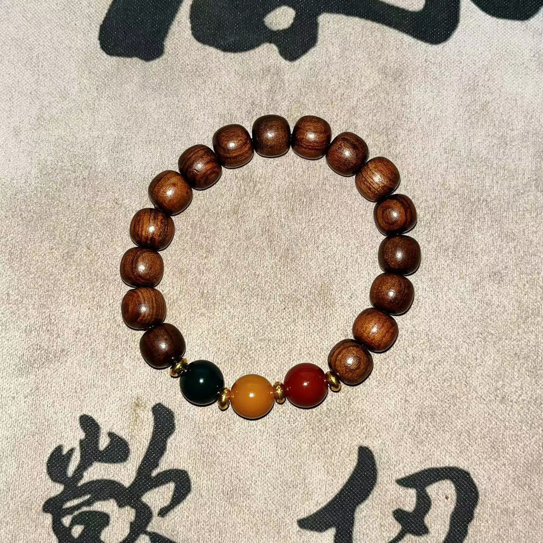 New Chinese Sandalwood Bodhi Wooden Bead Elastic Bracelet 10mm - Oriental Buddha Karma  -  - 