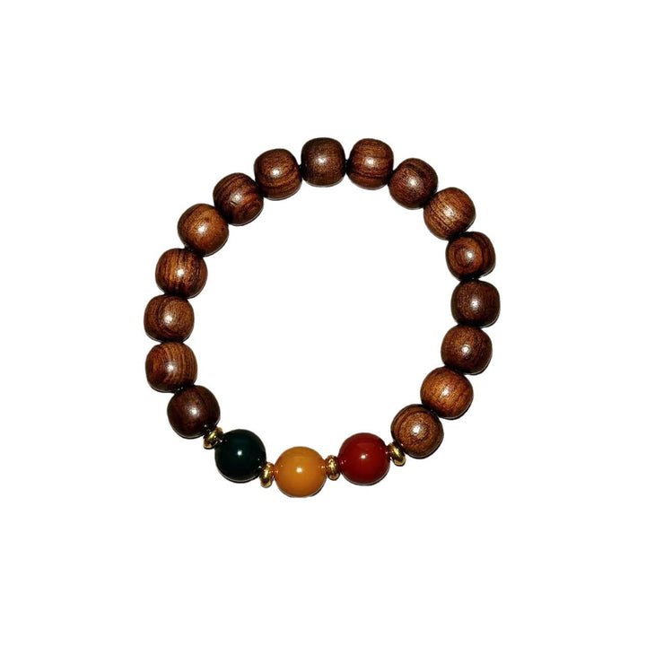 New Chinese Sandalwood Bodhi Wooden Bead Elastic Bracelet 10mm - Oriental Buddha Karma  -  - 