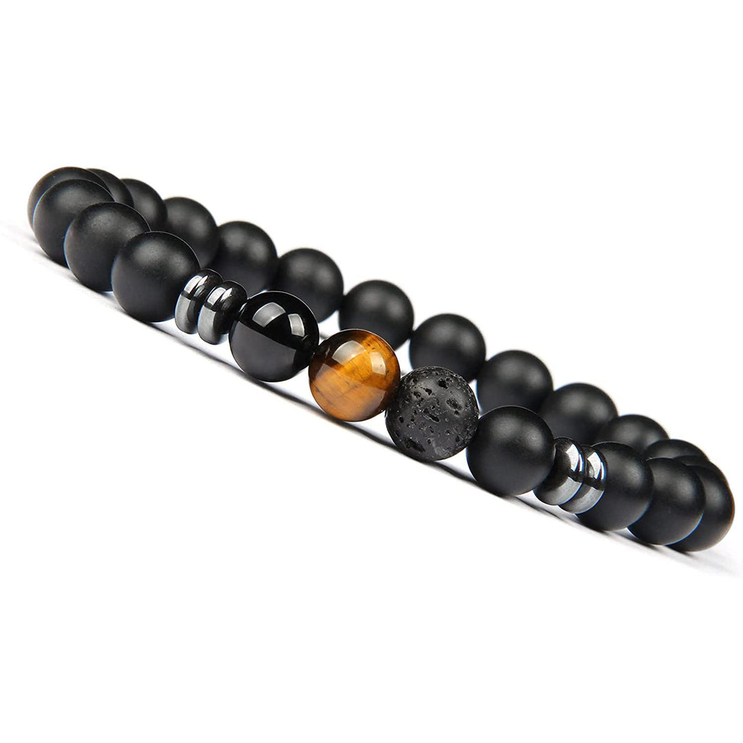 New Volcanic Rock Sand Tiger Eye Bracelet - Oriental Buddha Karma  -  - 