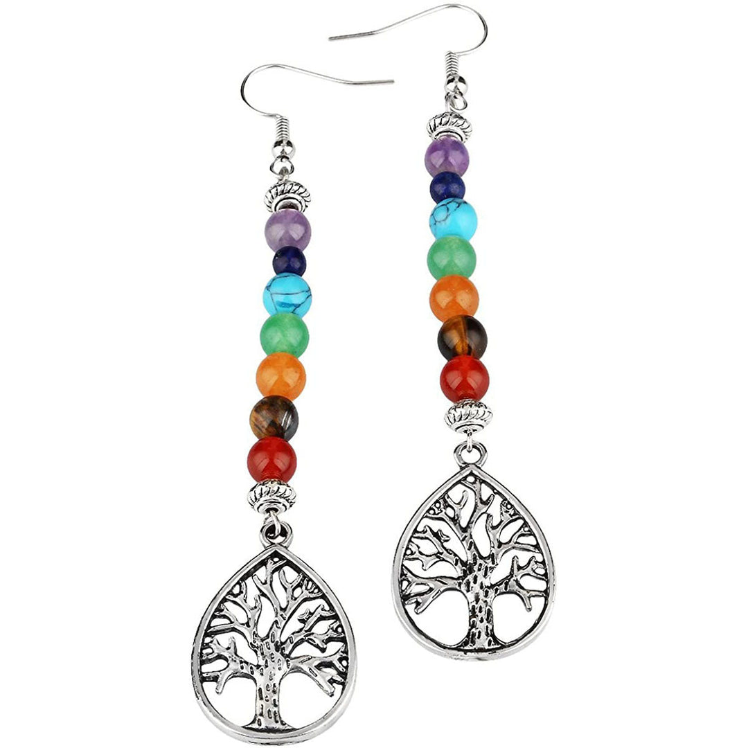 Rainbow Tiger Eye Agate Lapis Lazuli Amethyst Earrings Earrings - Oriental Buddha Karma  -  - 