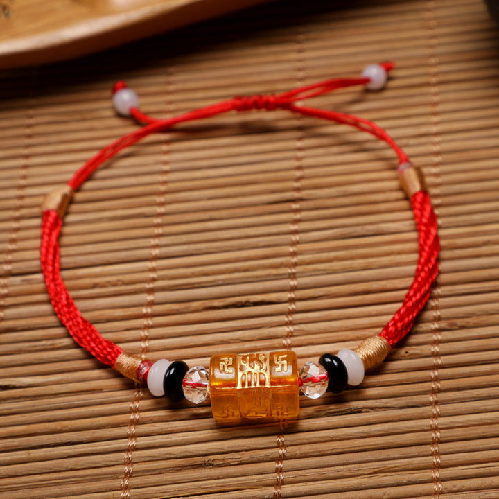Red string bracelet with six-syllable mantra for the zodiac year - Oriental Buddha Karma  -  - 