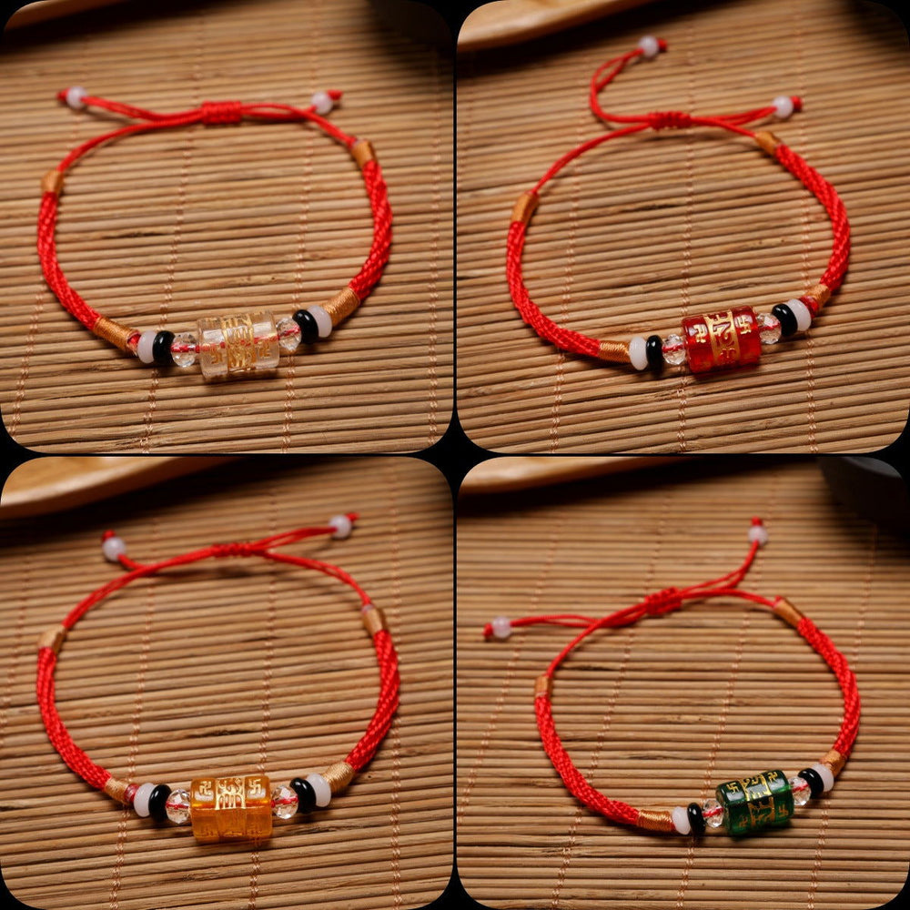 Red string bracelet with six-syllable mantra for the zodiac year - Oriental Buddha Karma  -  - 