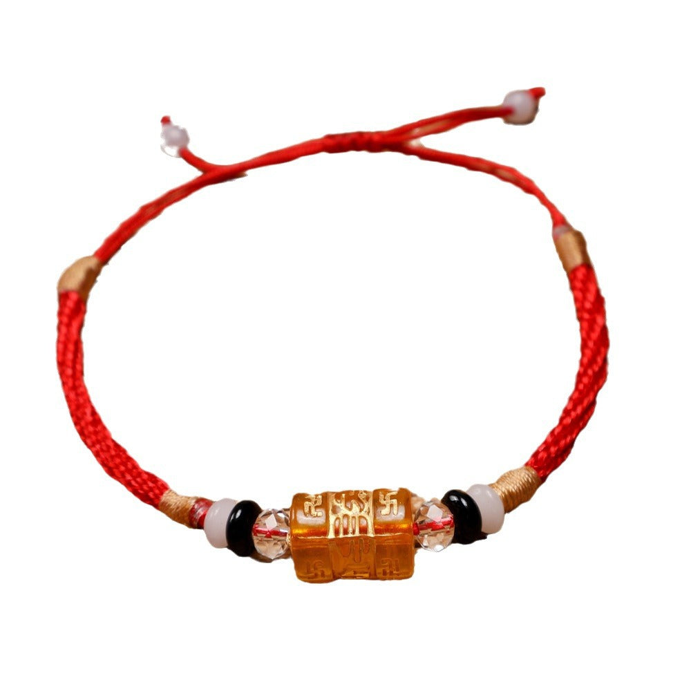 Red string bracelet with six-syllable mantra for the zodiac year - Oriental Buddha Karma  -  - 